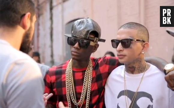 Mc Guimê e Soulja Boy ostentando, enquanto gravam o videoclipe de "Brazil We Flexing"