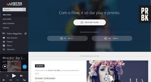 Deezer fica sempre ligado no que você está ouvindo e te recomenda novas canções
 