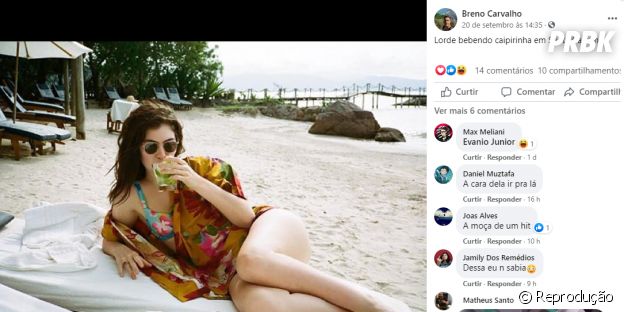 Lorde bebendo caipirinha na praia