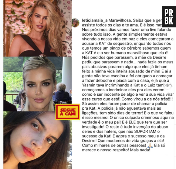 Letícia Maia revela que inventou crime contra Yasmin Brunet