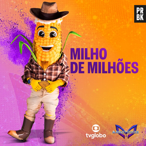 Milho de Milhões, da 3ª temporada do "The Masked Singer", usa blusa xadrez e bota de cowboy