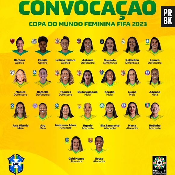 Veja a escalação da seleção feminina de futebol