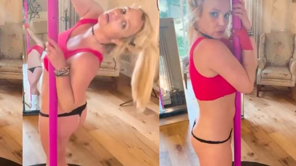 Britney Spears sensualiza de calcinha dançando pole dance. Vídeo!