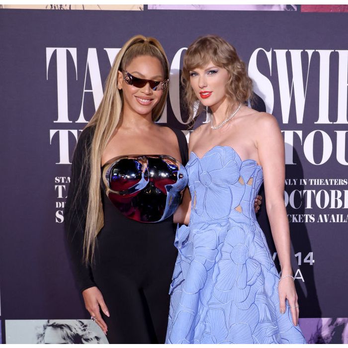 Beyoncé e Taylor Swift posam juntas na pré-estreia do filme da dona de &quot;Cardigan&quot;