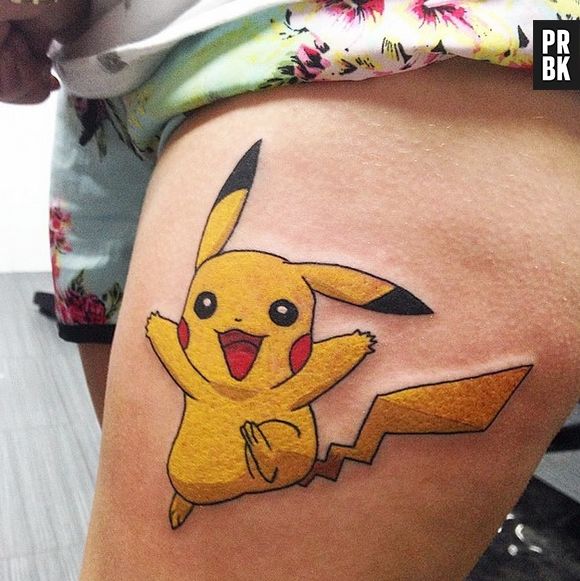 E não é que essa tatuagem de Pikachu, da série "Pokémon", ficou boa?