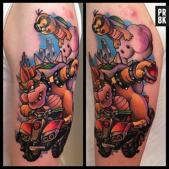 O vilão do "Mário Bros", Bowser, também ganhou homenagem em forma de tatuagem