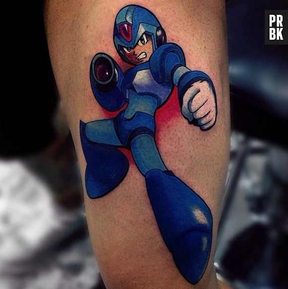 O "Megaman" também virou desenho no braço de alguém