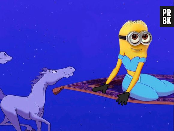 Pra voar num tapete até valeu a pena pros Minions trocarem de lugar com a Jasmine de "Aladdin"