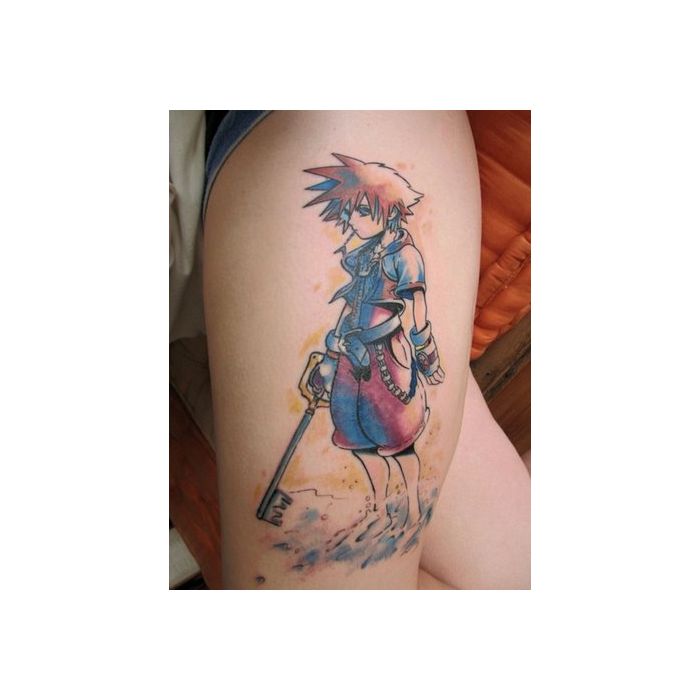 E o jovem sonhador Sora de &quot;Kingdom Hearts&quot; vira tatuagem