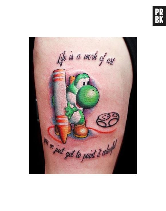 Yoshi de "Super Mario" vira tatuagem