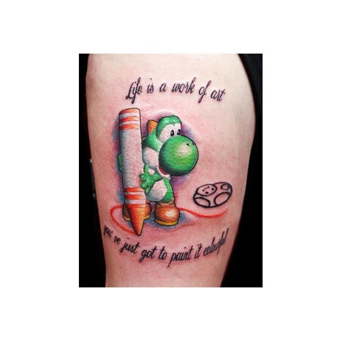 Yoshi de &quot;Super Mario&quot; vira tatuagem