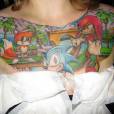 Sonic acompanhado dos amigos Tails e Knuckles se tornam tatuagem