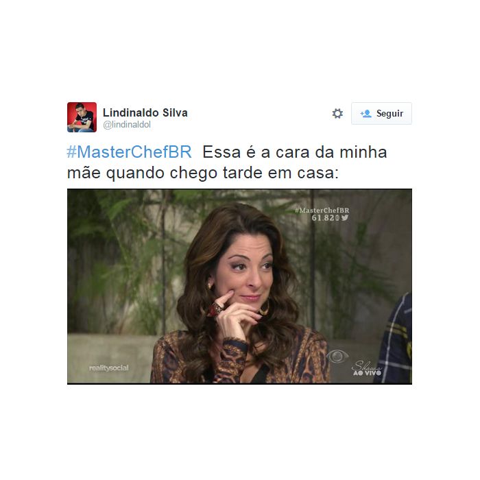  O pessoal não perdoou a cara da Ana Paula Padrão no último episódio exibido do &quot;MasterChef Brasil&quot;, da Band 