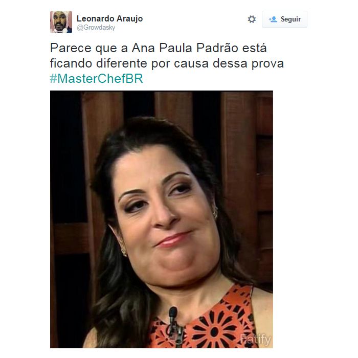 No Twitter, criaram a versão gordinha da Ana Paula Padrão, do &quot;MasterChef Brasil&quot;