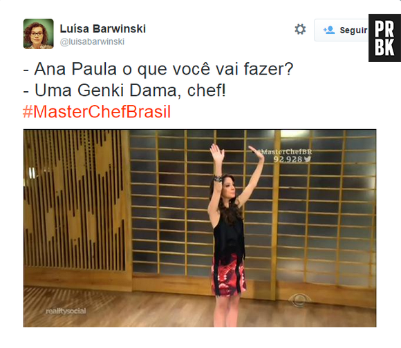 Olha só a Ana Paula Padrão, do "MasterChef Brasil", se inspirando no anime Dragon Ball Z