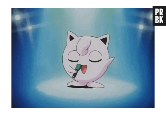 Jigglypuff com seu ataque fofo e incapacitante da Canção de Ninar