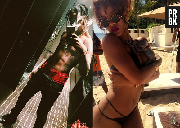 Rihanna e Travis Scott sensualizando