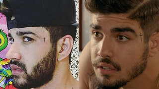 Gusttavo Lima mostra tatuagem de cruz no rosto e fãs o comparam ao Grego de "I Love Paraisópolis"