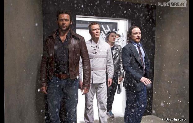 Evan Peters aparece como Mercúrio com Hugh Jackman, Michael Fassbender e James McAvoy em "X-Men - Dias de um Futuro Esquecido"