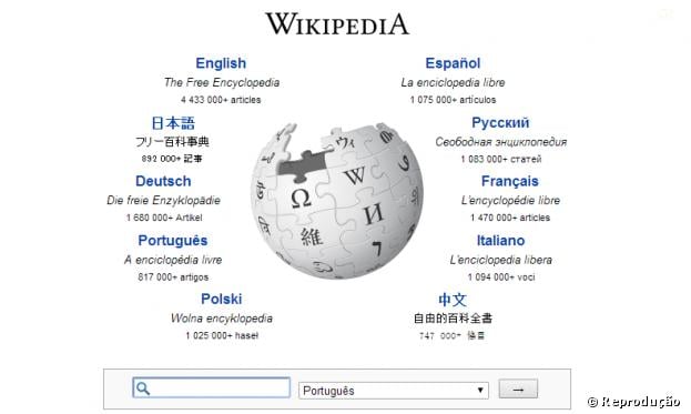 Página inicial da Wikipédia