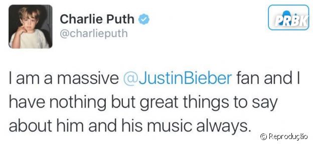 Charlie Puth pede desculpas após xingar Justin Bieber em show