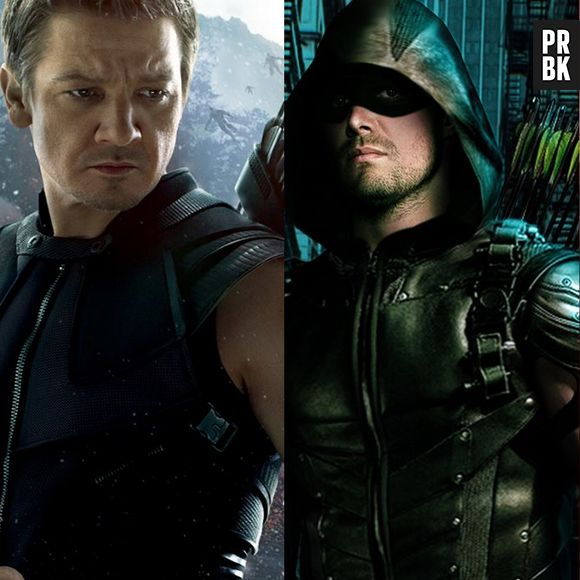 O Gavião Arqueiro (Jeremy Renner) e o Arqueiro Verde (Stephen Amell) teriam muito o que falar sobre flechas e coisas do tipo