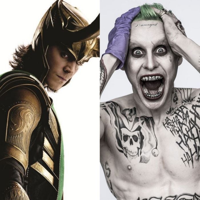 Com os vilões Loki (Tom Hiddleston) e Coringa (Jared Leto) juntos, não teria pra ninguém!