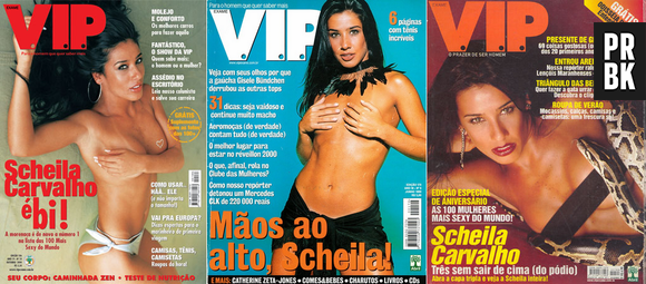 Scheila Carvalho foi a mulher mais sexy do mundo pela VIP por três anos consecutivos: 1999, 2000 e 2001