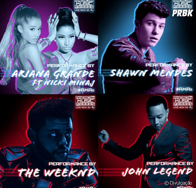 American Music Awards 2016 terá shows de Ariana Grande, Shawn Mendes, The Weeknd e John Legend