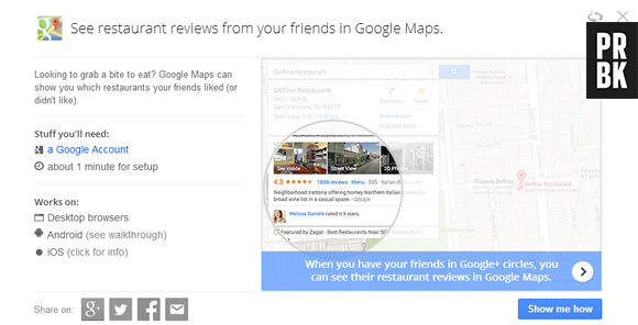 "Google Tips" explica como fazer para saber que seus amigos acharam de "tal" restaurante pelo "Google Maps"