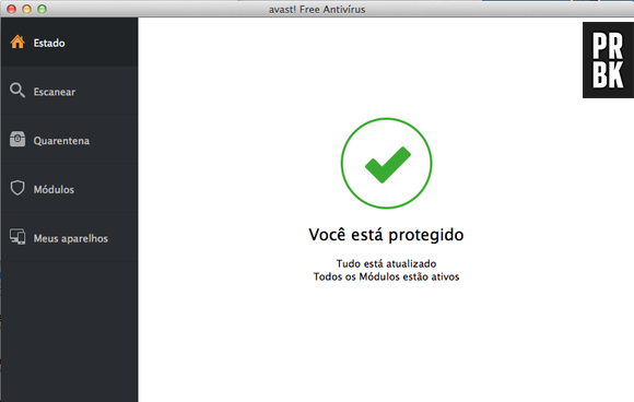 "Avast" dá sinal verde para confirmar que o PC está protegido