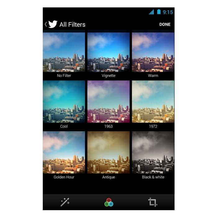 No app do Twitter, é possível postar fotos com filtros similares aos do Instagram