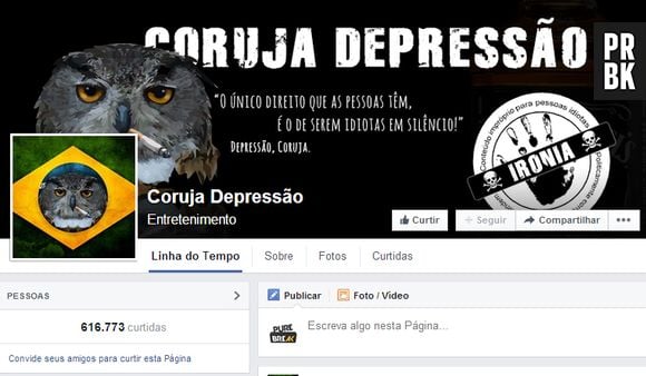 Página Coruja Depressão no Facebook