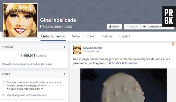 Gina Indelicada é um sucesso no Facebook!