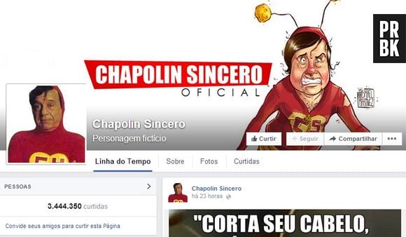 Página Chapolin Sincero no Facebook