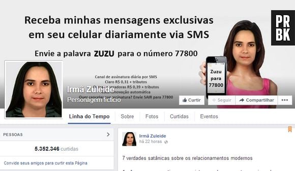 Página da Irmã Zuleide no Facebook