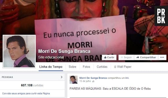 Página Morri de Sunga Branca no Facebook