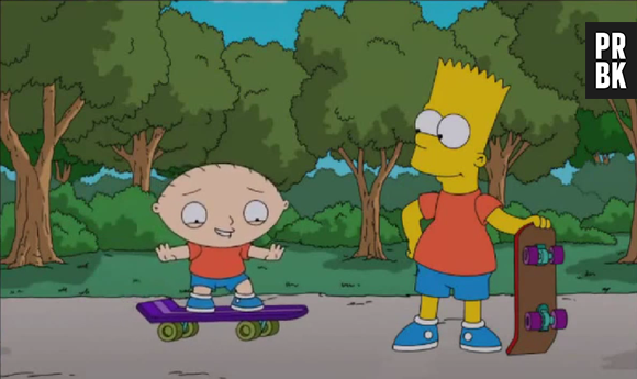 Bart Simpson e Stewie Griffin se divertem com skate em episódio que mistura universo de "Os Simpsons" e "Uma Família da Pesada"