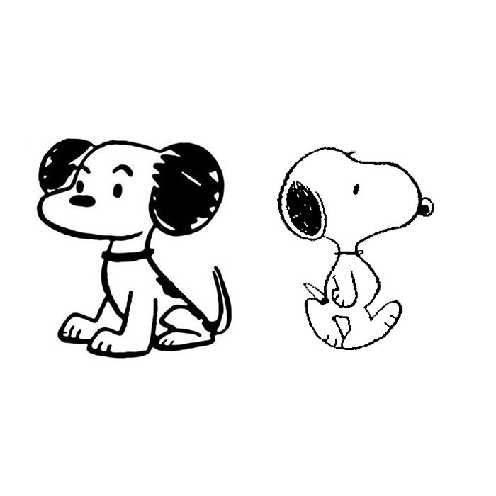 O Snoopy continua com traços simples, mas aprendeu a andar só em duas patas!