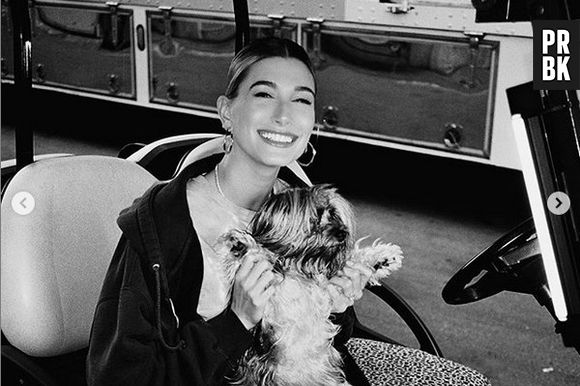 Hailey Baldwin publicou um vídeo com o pequeno Oscar, cachorro da modelo e de Justin Bieber, e recebeu críticas no Instagram