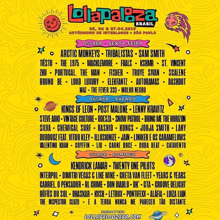 Lollapalooza 2019: saiba quem vai tocar em qual dia, veja os horários e monte seu roteiro para não se enrolar