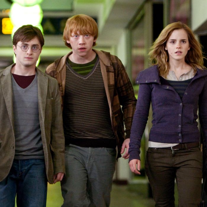 Na saga &quot;Harry Potter&quot;, Rony (Rupert Grint) foi fiel à sua amizade com Harry ( Daniel Radcliffe) e Hermione (Emma Watson) 